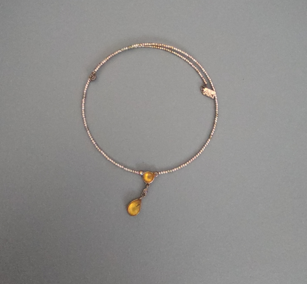 Delicate Yellow Teardrop Pendant Necklace - Women's Jewelry